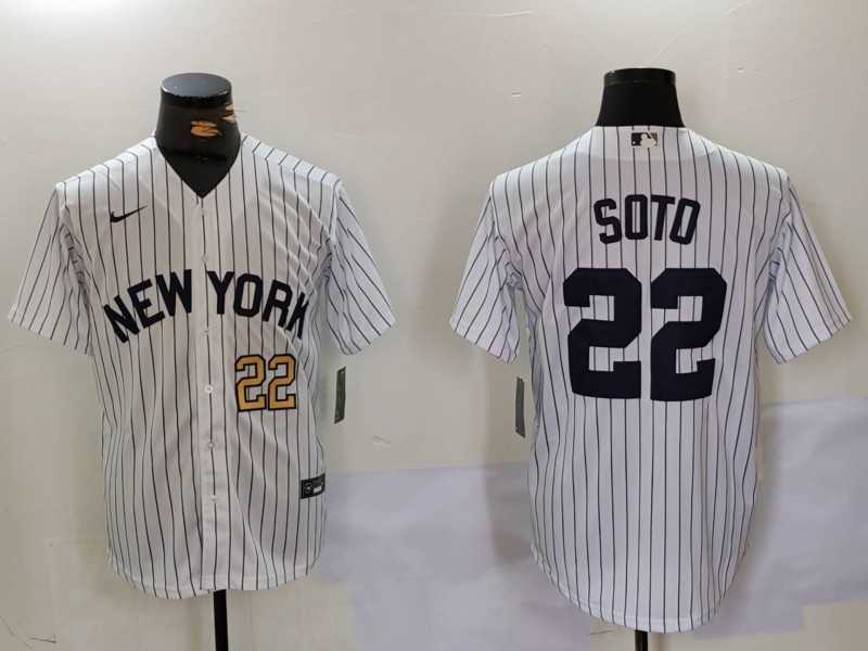 Men%27s New York Yankees #22 Juan Soto White Cool Base Stitched Baseball Jerseys->new york yankees->MLB Jersey